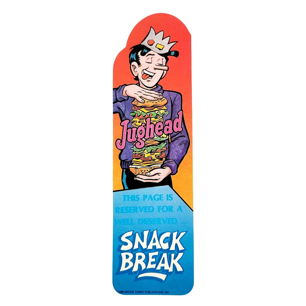 Vintage 80s Jughead Bookmark Snack Reserved - Archie Comics 1988 One Stop 2-1099